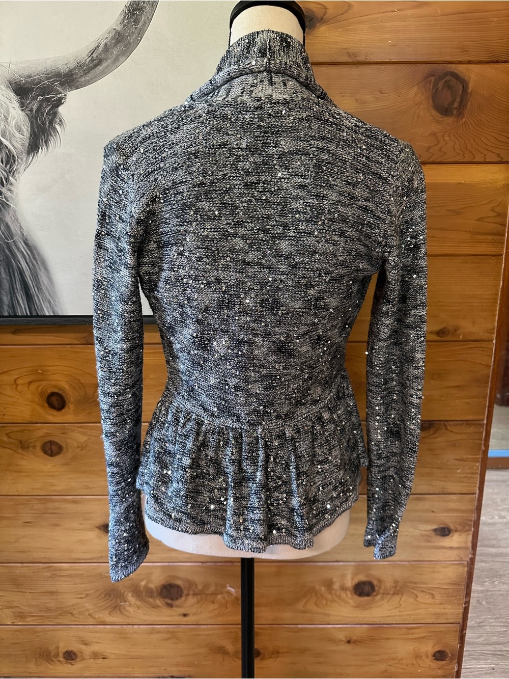 INC Sequin Cardigan with Ruffle - Picture 4 of 6